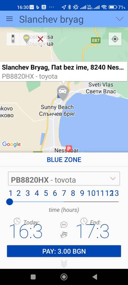 Aplikacja do opłacania parkingów w Bułgarii Paypark
