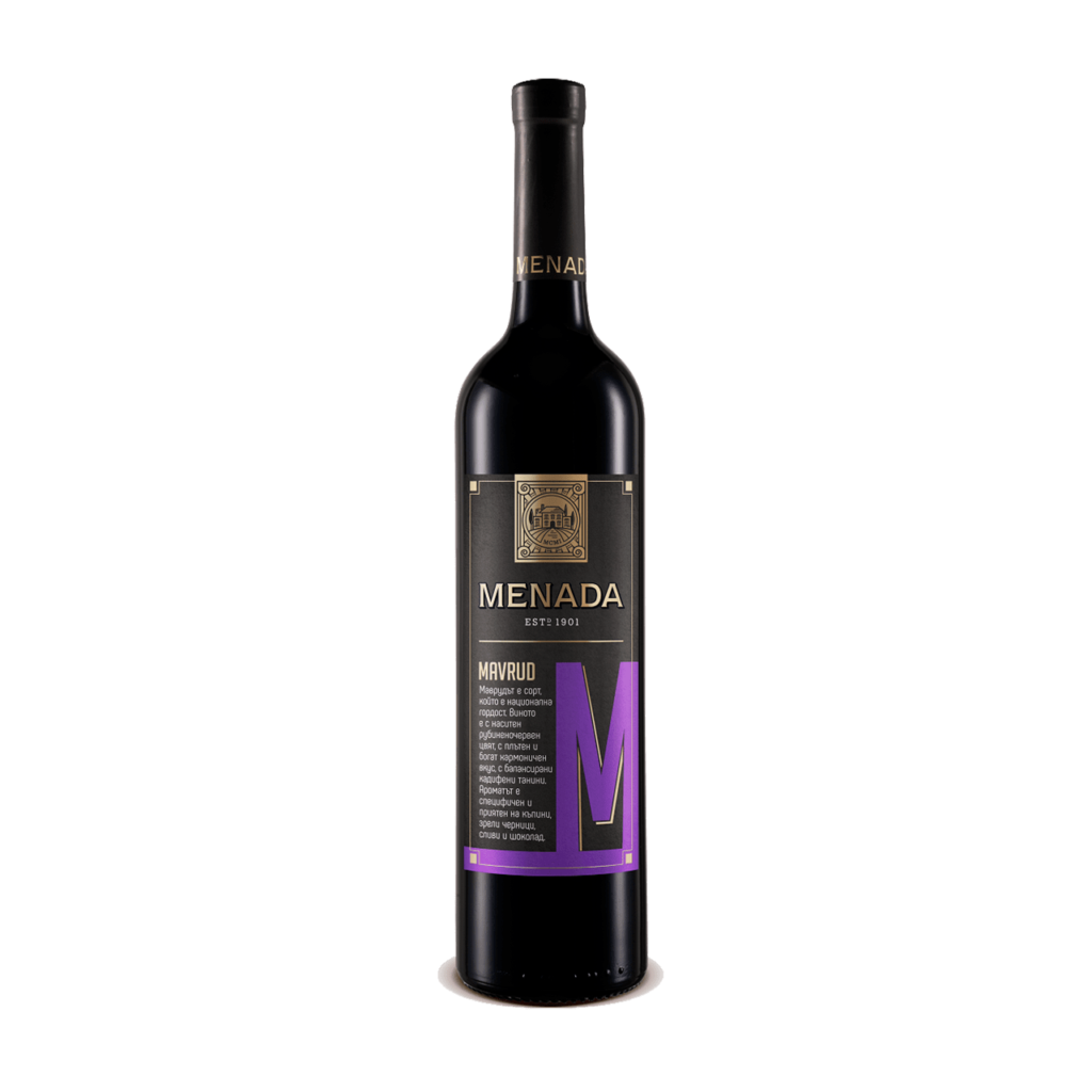 Bułgarskie Wina I Wódki - Top 7 Bułgarskich Alkoholi 4 Butelka czerwonego wina Menada Mavrud — wino z flagowego bułgarskiego szczepu Mavrud, dostępne m.in. w sklepach Janet w Słonecznym Brzegu