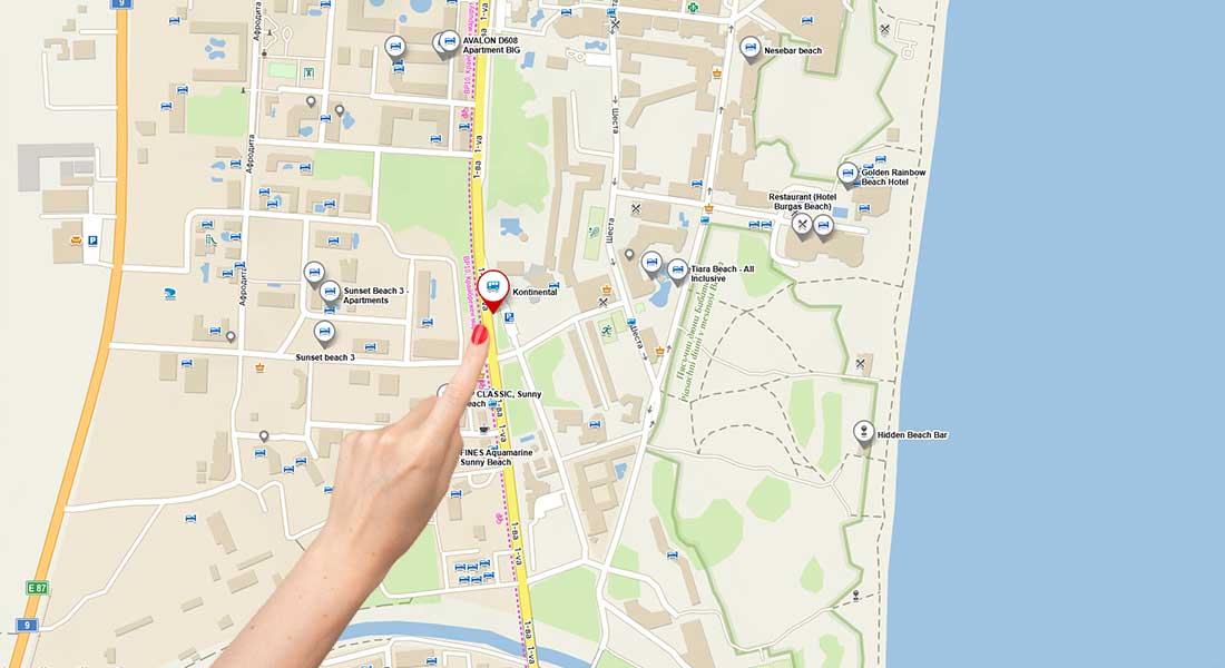 przystanek kontinental mapa | Słoneczny Brzeg