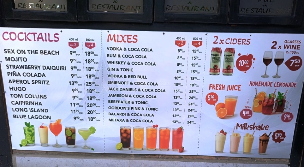Pub przy Grand Hotel Sunny Beach - cennik