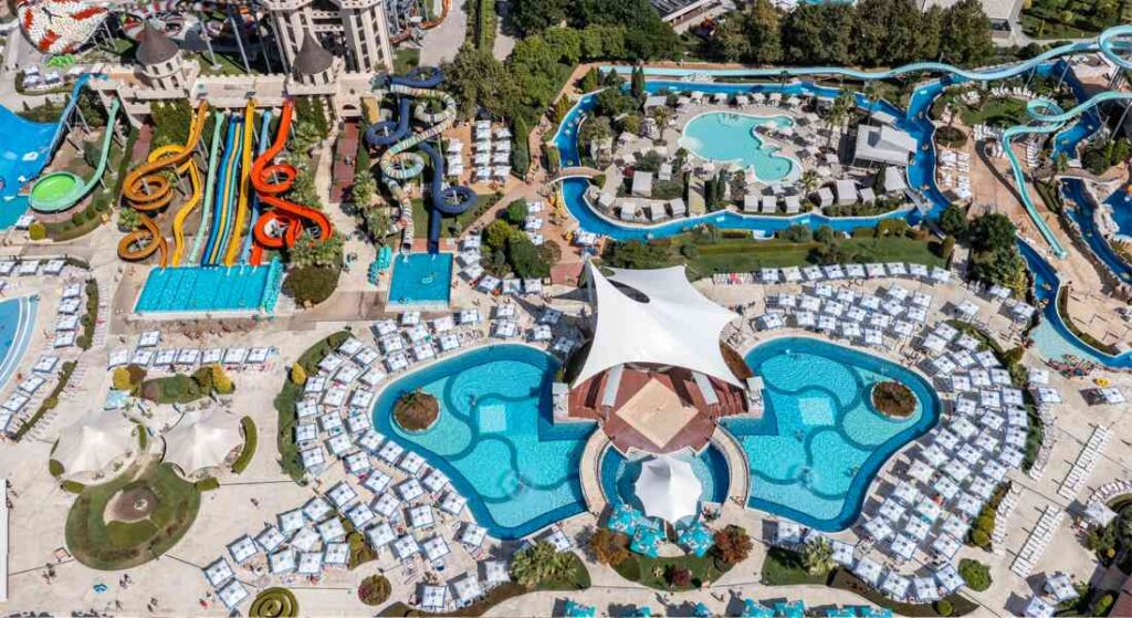 Widok na Aquapark w Słonecznym Brzegu w Bułgarii